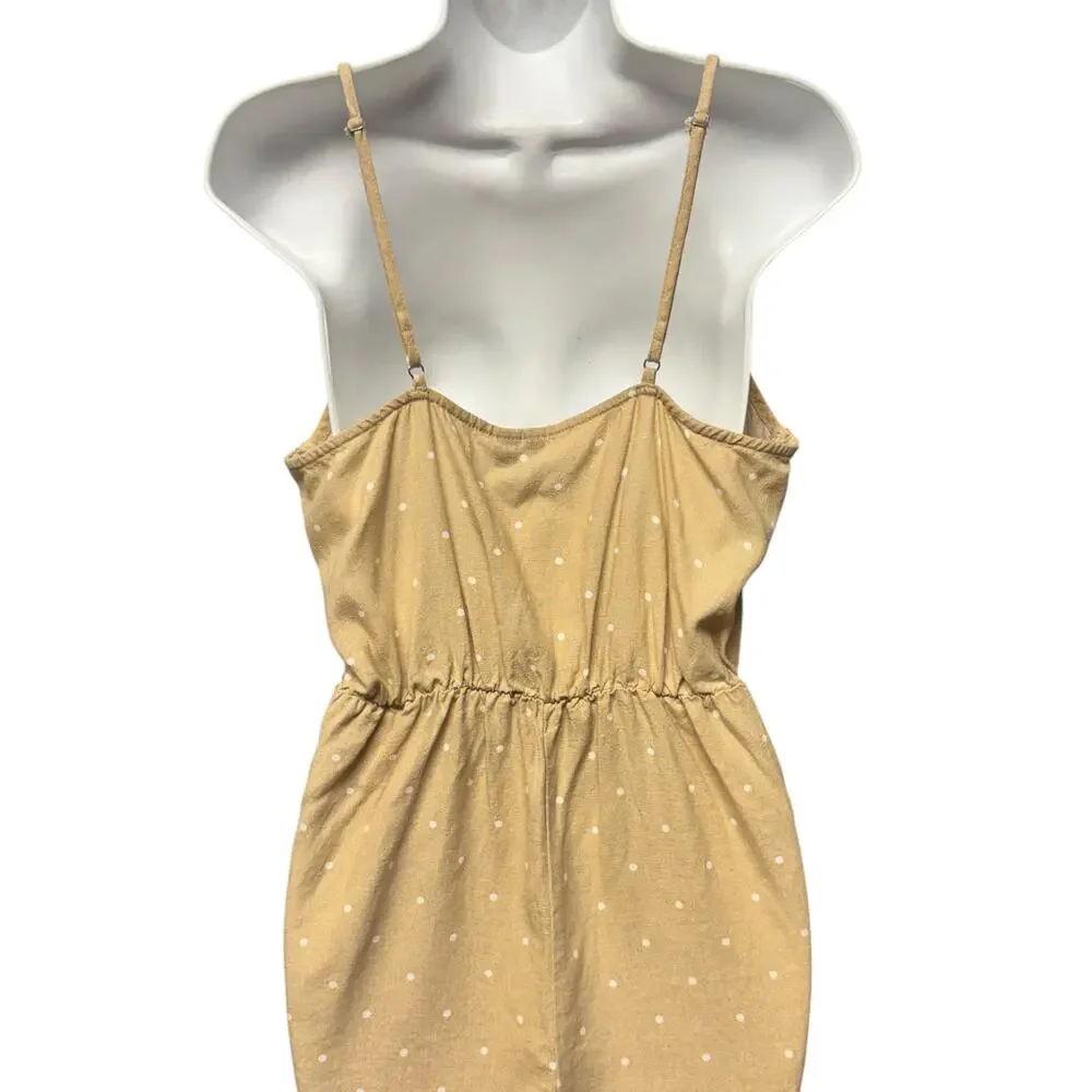 Vero Moda Stripe Lace-up Playsuit In Irish Cream Dots Size M Sleeveless Romper